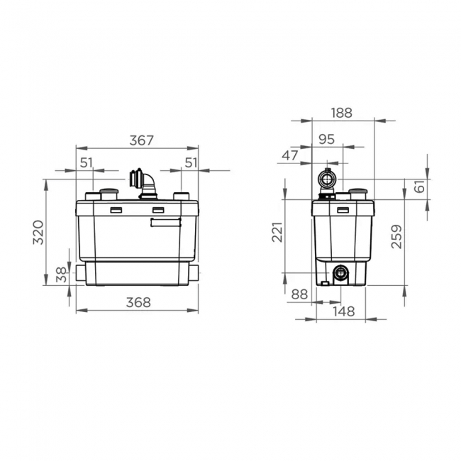 Saniflo Sanispeed + Light Commercial Sanitary Pump for Grey Water