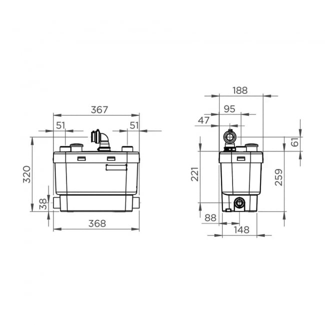 Saniflo Sanivite+ Kitchen Powerful Water Pump and 4 Inlets G62