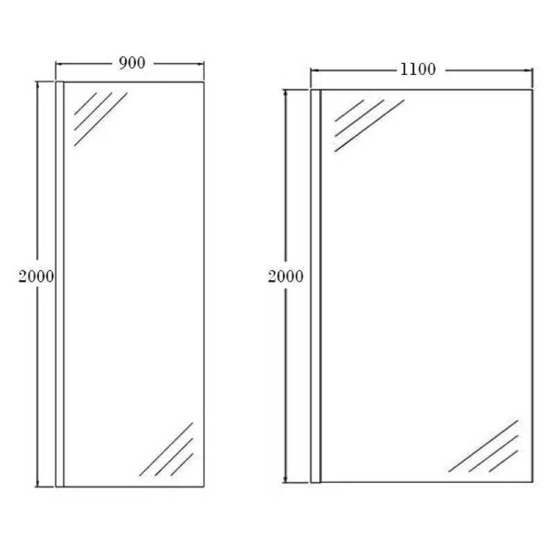 Orbit 8mm Walk-In Shower Enclosure 1600mm x 900mm (1100mm+900mm Clear Glass)