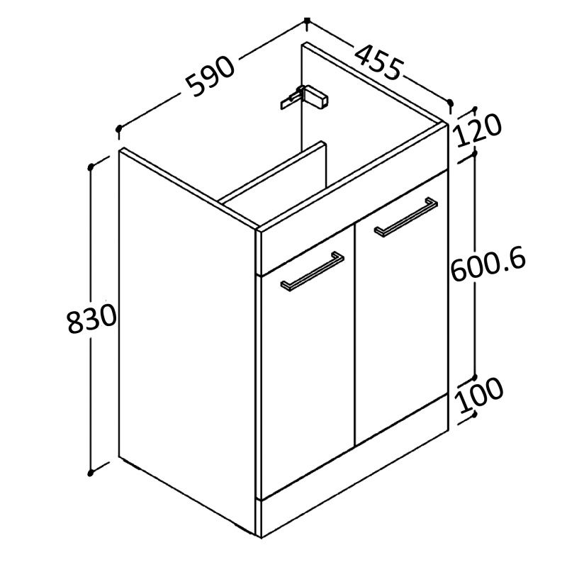 Signature Aalborg Floor Standing 2-Door Vanity Unit 590mm Wide - White Gloss