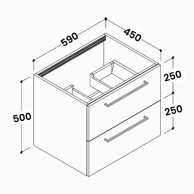 Signature Aalborg Wall Hung 2-Drawer Vanity Unit 590mm Wide - White Gloss