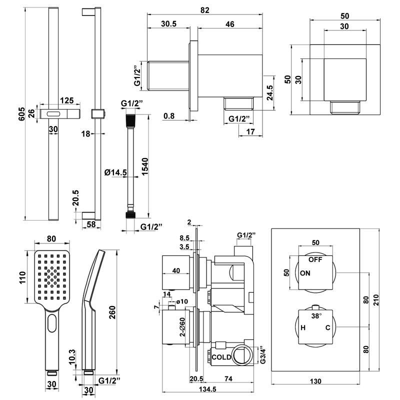 Signature Advance Thermostatic Dual Concealed Mixer Shower with Shower Kit - Chrome