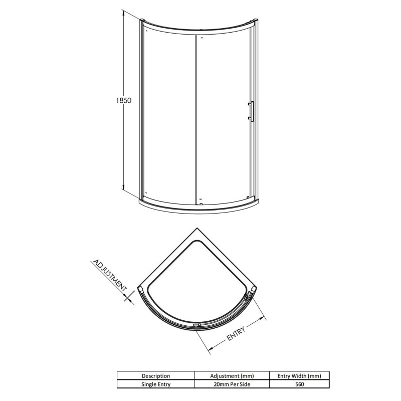 Purity Advantage Quadrant Shower Enclosure with Handle 860mm x 860mm - 6mm Glass