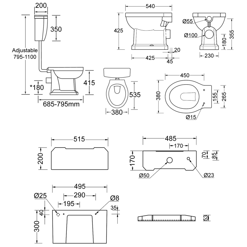 Signature Aphrodite Low Level Toilet with Lever Cistern - Satin White Ash Soft Close Seat