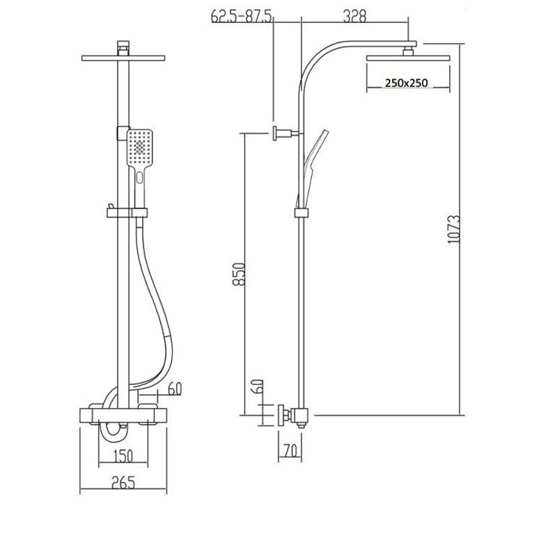Signature Aquado Bar Shower DICM0324 2 Outlet Matt Black