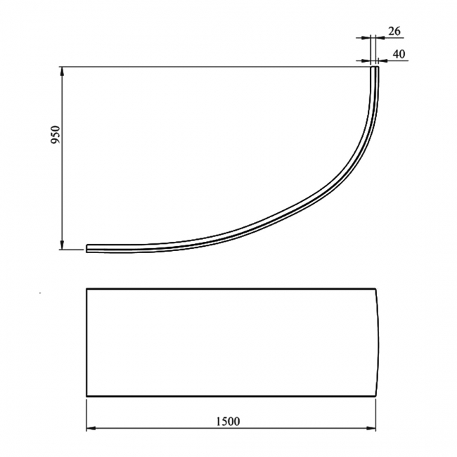 Signature Artemis Offset Corner Bath Panel 560mm H x 1500mm W - White
