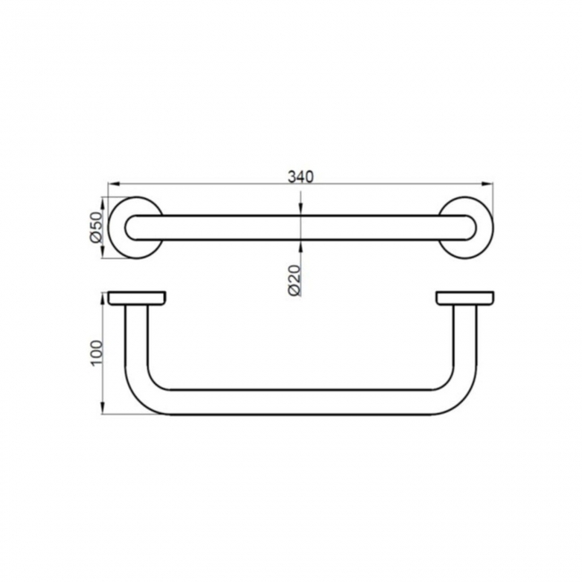 Signature Assist Straight Grab Rail 340mm Length - Chrome