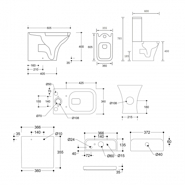 Signature Aztec Close Coupled Toilet with Push Button Cistern - Soft Close Seat