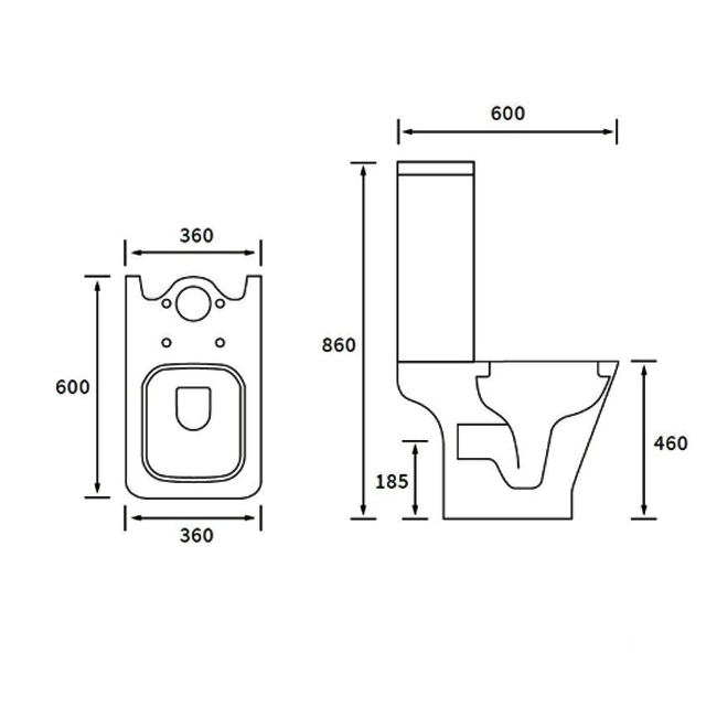 Signature Aztec Rimless Comfort Height Close Coupled Toilet with Push Button Cistern - Wrapover Soft Close Seat