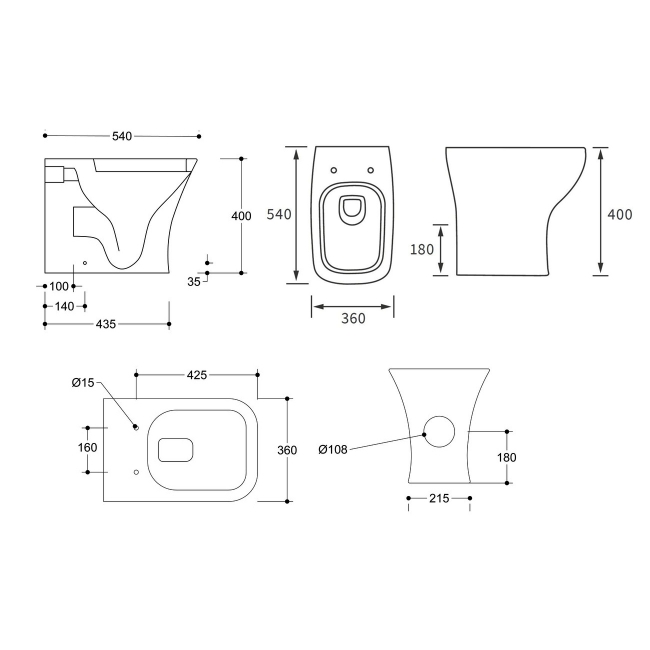 Signature Aztec Rimless Back To Wall Toilet - Soft Close Slimline Seat