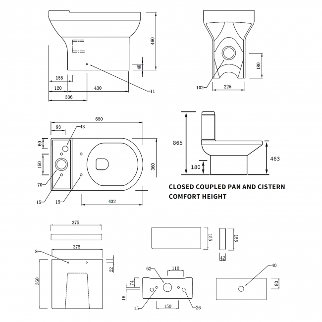 Signature Babylon Rimless Comfort Height Close Coupled Toilet with Push Button Cistern - Soft Close Seat