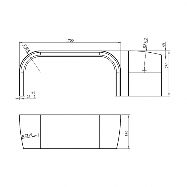 Signature Hera Acrylic Bath Front Panel 545mm H x 1700mm W - White