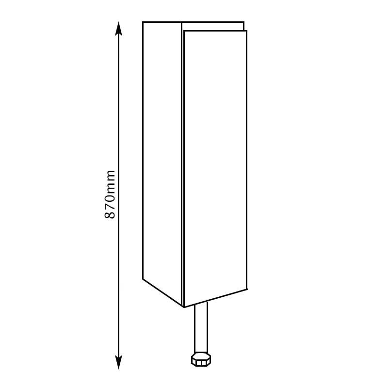 Signature Bergen Floor Standing 1-Door Slim Base Unit 200mm Wide - White Gloss