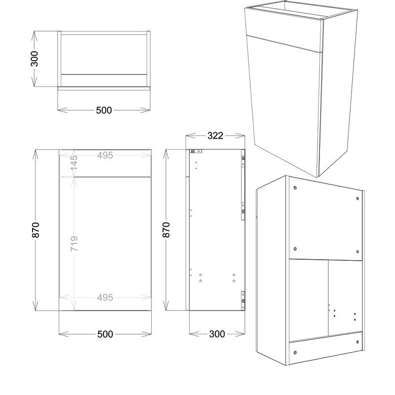 Signature Bergen Back to Wall WC Toilet Unit 500mm Wide - White Gloss