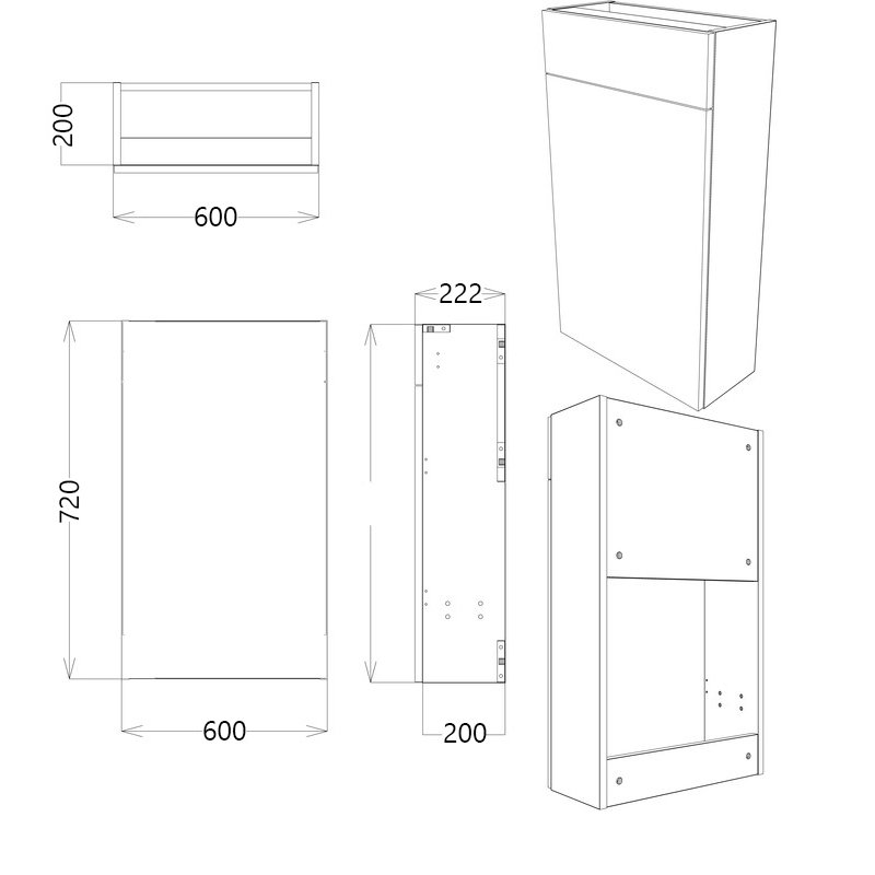 Signature Bergen Slim Back to Wall WC Toilet Unit 600mm Wide - Pearl Grey Gloss