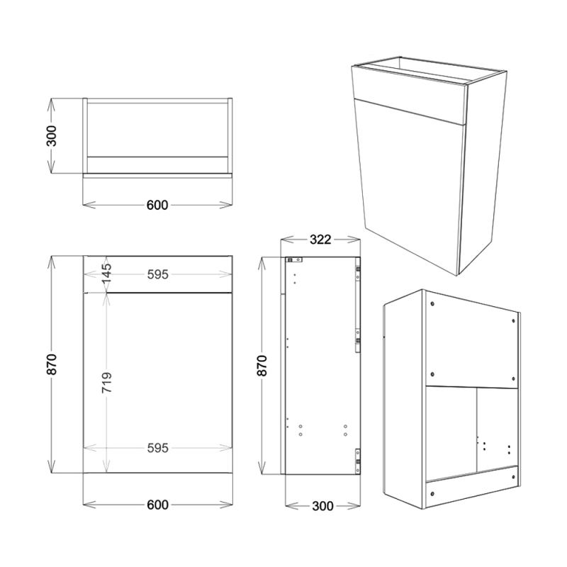 Signature Bergen Back to Wall WC Toilet Unit 600mm Wide - Matt Indigo Blue