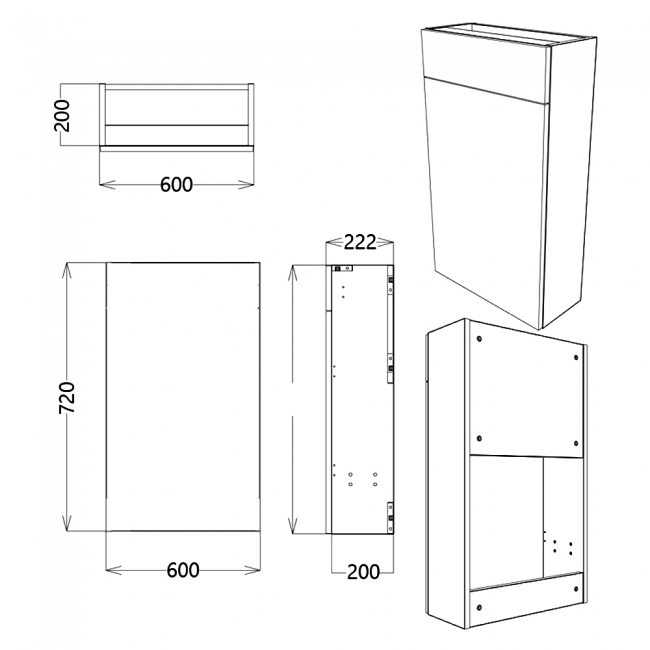 Signature Bergen Slim Back to Wall WC Toilet Unit 600mm Wide - White Gloss