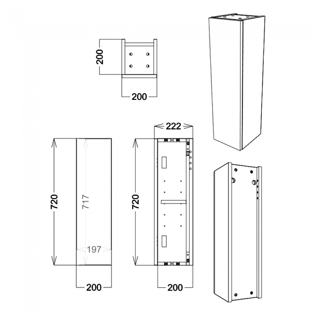 Signature Bergen Wall Hung 1-Door Storage Unit 200mm Wide - White Gloss