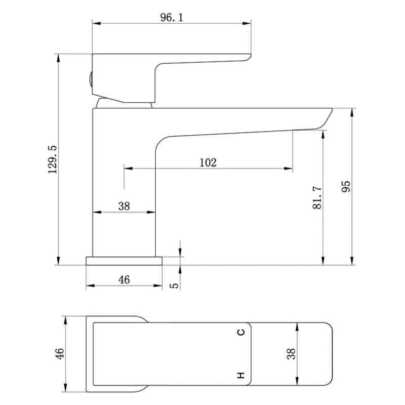 Signature Glide Cloakroom Basin Mixer Tap Single Handle with Click Clack Waste - Chrome