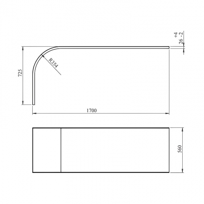 Signature Boost J-Shape Acrylic Corner Bath Panel - 1700mm x 725mm (Cut to size by installer)