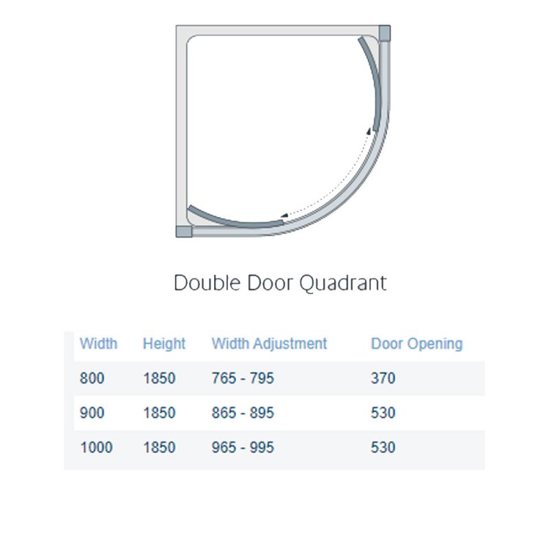 Lakes Classic Double Door Quadrant Shower Enclosure 1000mm x 1000mm - 6mm Glass
