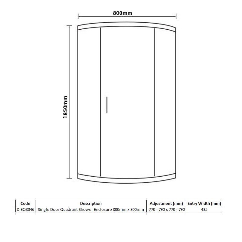 Signature Classix Single Door Quadrant Shower Enclosure 800mm x 800mm - 6mm Glass