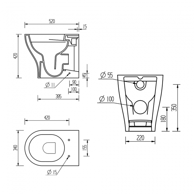 Signature Como Rimless Back to Wall Toilet - Soft Close Seat