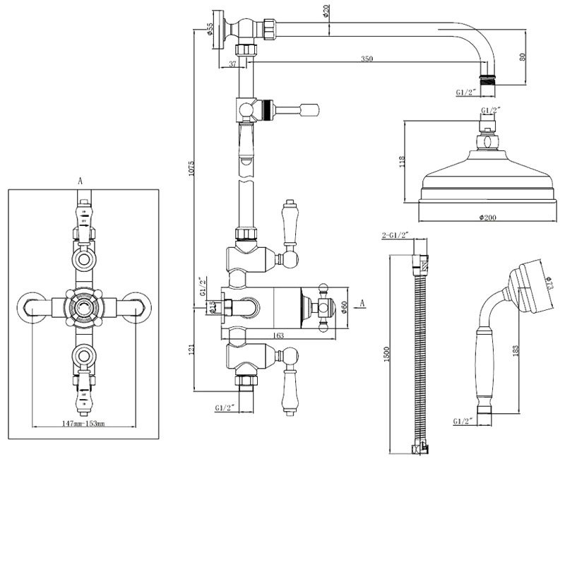 Signature Traditional Exposed Shower DICM0322 2 Outlet Chrome