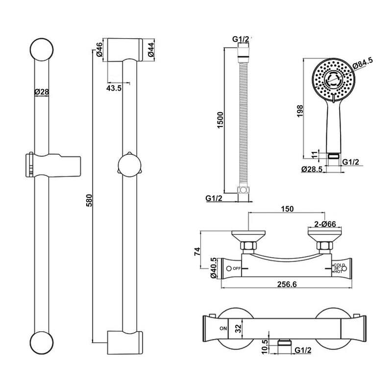 Signature Pure Low Pressure Thermostatic Bar Mixer Shower with Shower Kit - Chrome