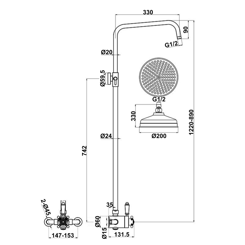 Signature Eternal Traditional Concentric Single Outlet Exposed Mixer Shower with Fixed Head - Chrome