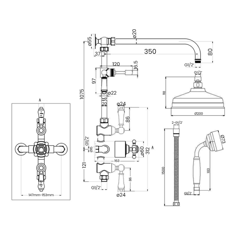 Signature Traditional Exposed Shower SIGN105885 2 Outlet Chrome