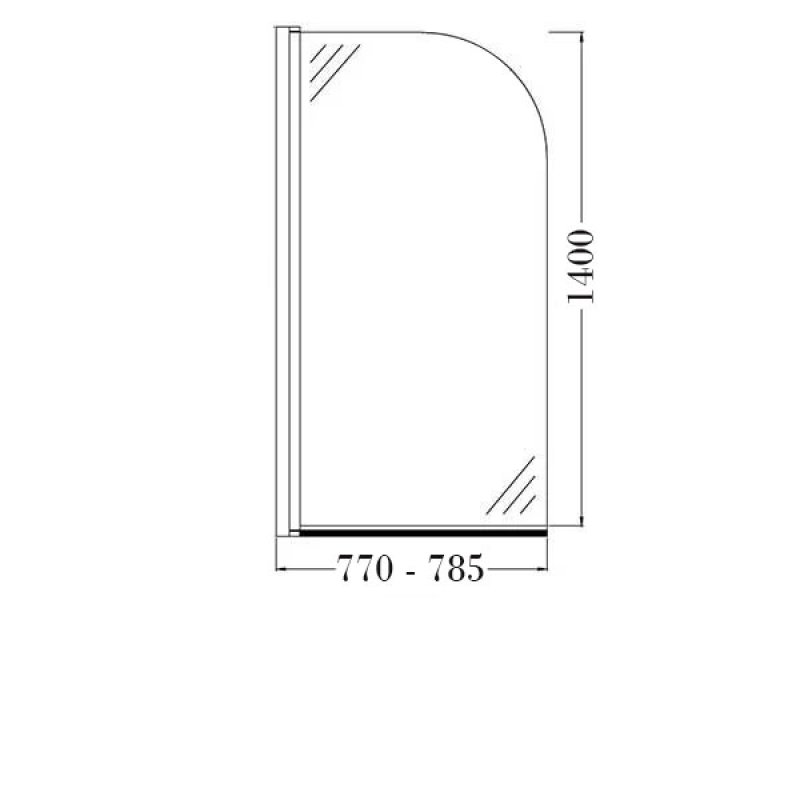 Signature Contract Curved Hinged Bath Screen 1400mm H x 770-785mm W - 6mm Glass
