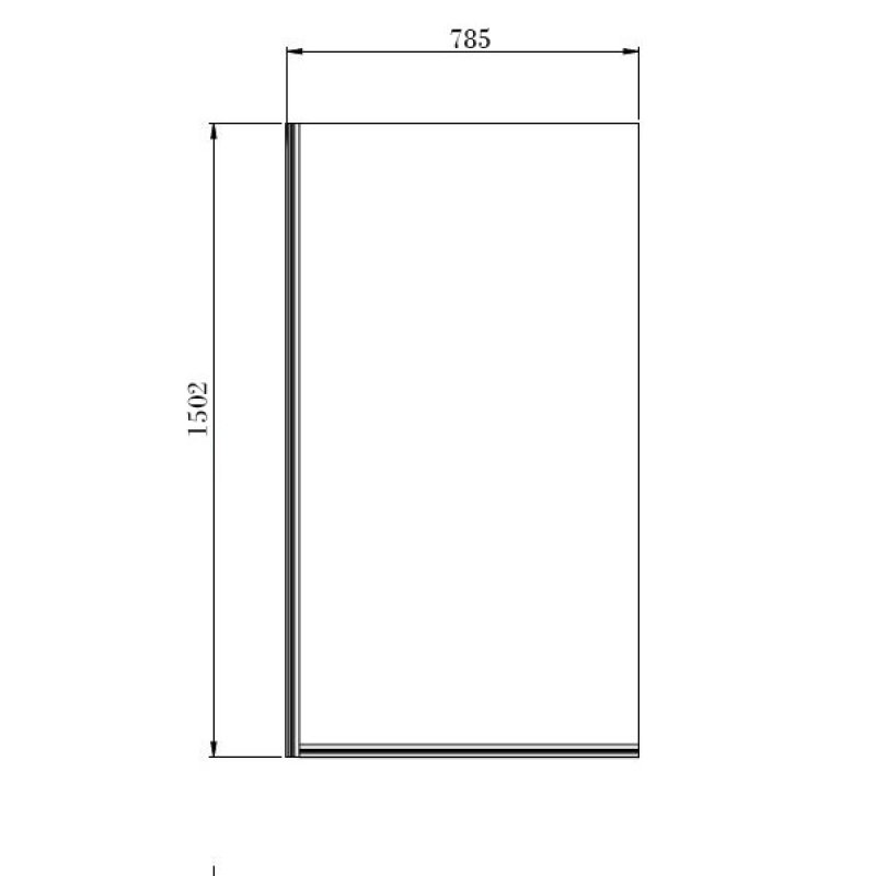 Signature Contract Square Hinged Bath Screen 1502mm H x 770-785mm W - 6mm Glass