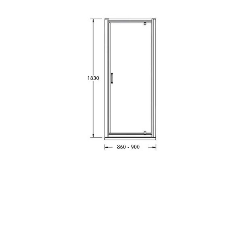 Signature Contract Pivot Shower Door 1830mm H x 900mm W - 6mm Glass