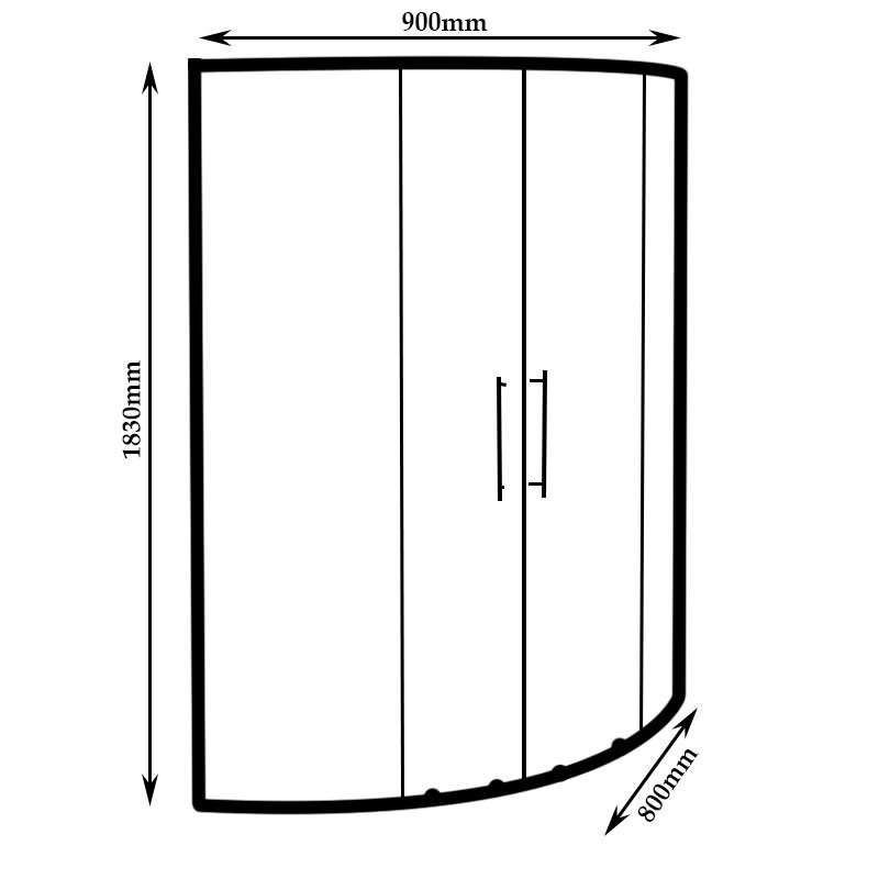 Signature Contract Offset Quadrant Shower Enclosure 900mm x 800mm - 6mm Glass