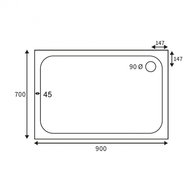 Signature Deluxe Rectangular Shower Tray 900mm x 700mm (inc Waste)