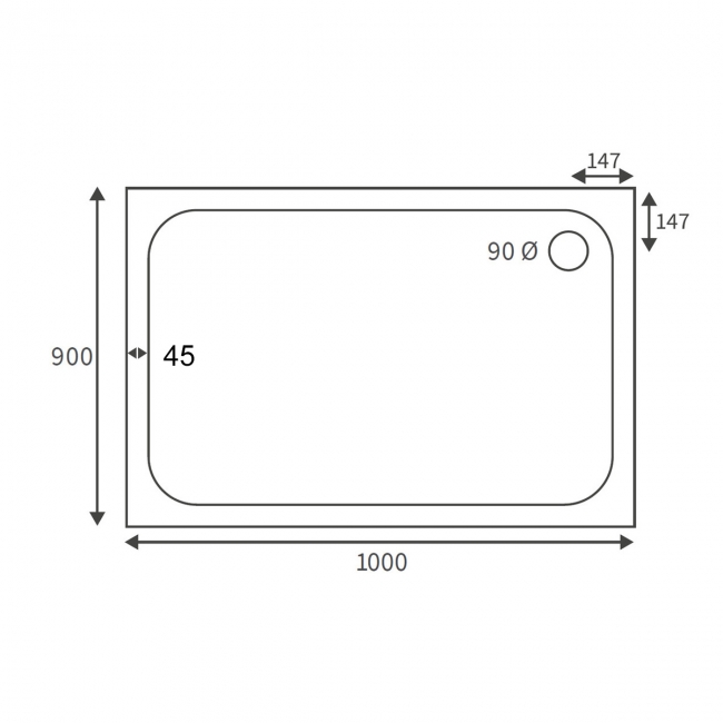 Signature Deluxe Rectangular Shower Tray 1000mm x 900mm (inc Waste)