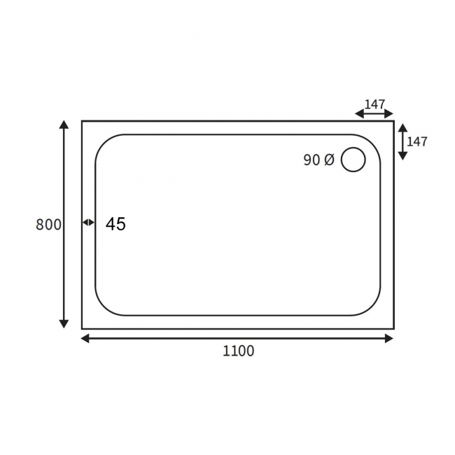 Signature Deluxe Rectangular Shower Tray 1100mm x 800mm (inc Waste)