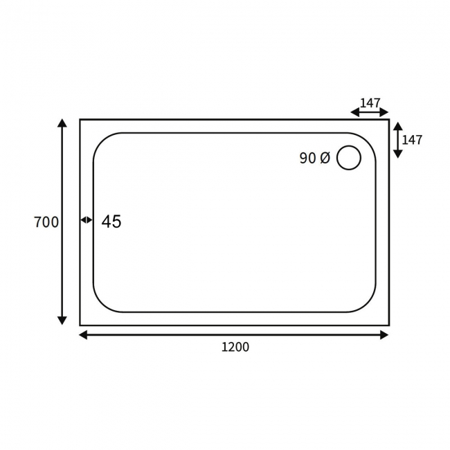 Signature Deluxe Rectangular Shower Tray 1200mm x 700mm (inc Waste)
