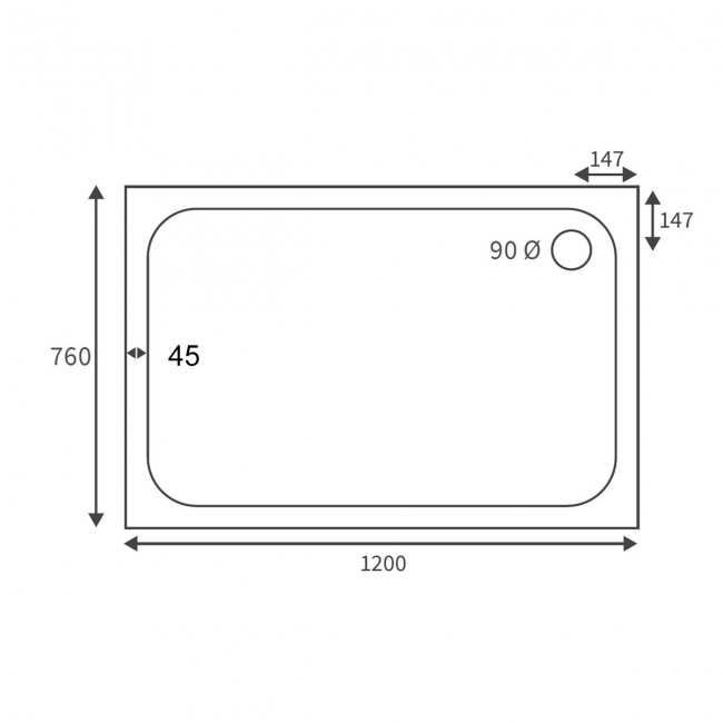 Signature Deluxe Rectangular Shower Tray 1200mm x 760mm (inc Waste)