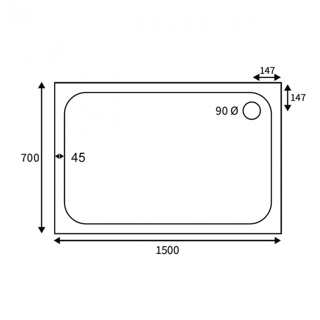 Signature Deluxe Rectangular Shower Tray 1500mm x 700mm (inc Waste)