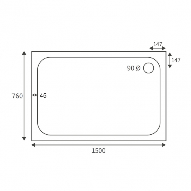 Signature Deluxe Rectangular Shower Tray 1500mm x 760mm (inc Waste)