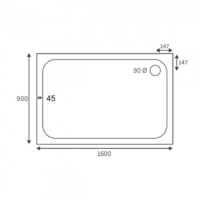 Signature Deluxe Rectangular Shower Tray 1600mm x 900mm (inc Waste)