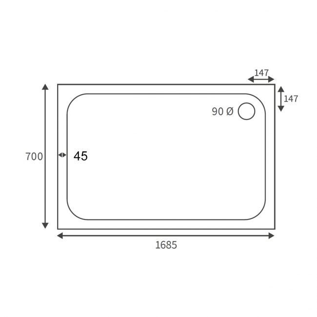 Signature Deluxe Rectangular Shower Tray 1685mm x 700mm (inc Waste)