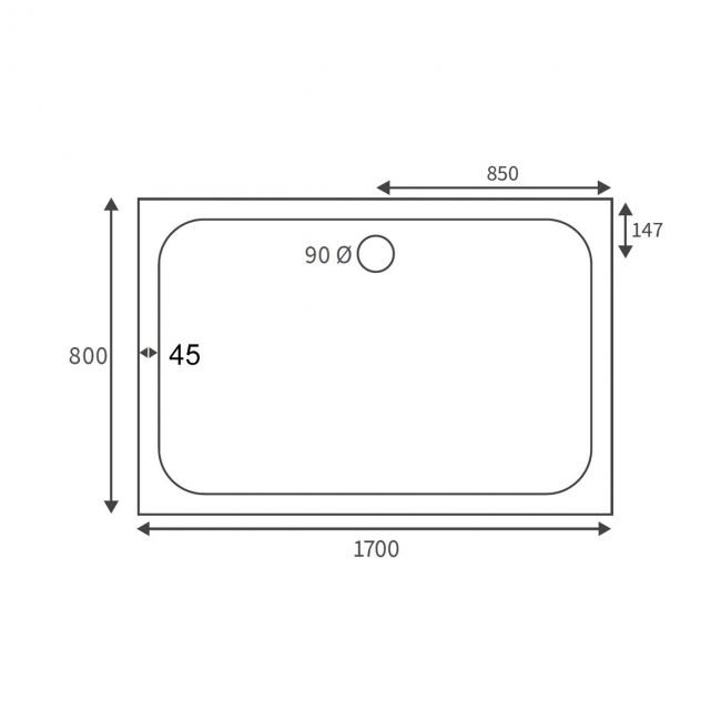 Signature Deluxe Rectangular Shower Tray 1700mm x 800mm (inc Waste)