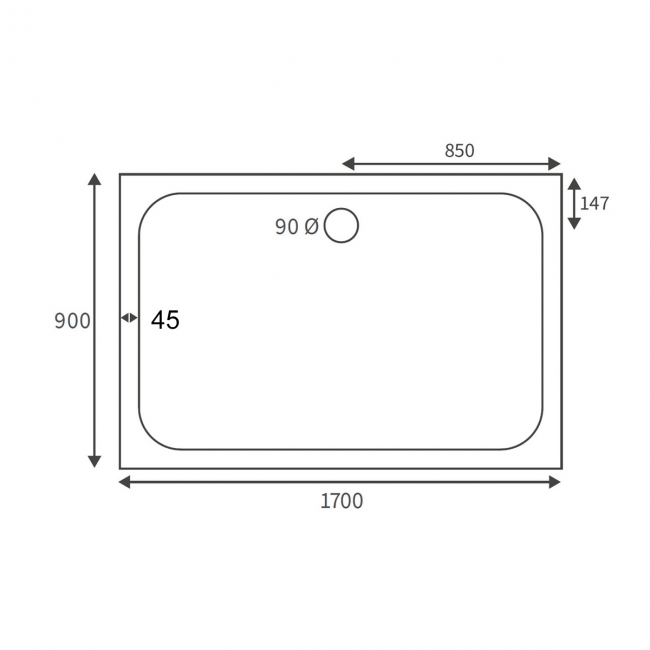 Signature Deluxe Rectangular Shower Tray 1700mm x 900mm (inc Waste)