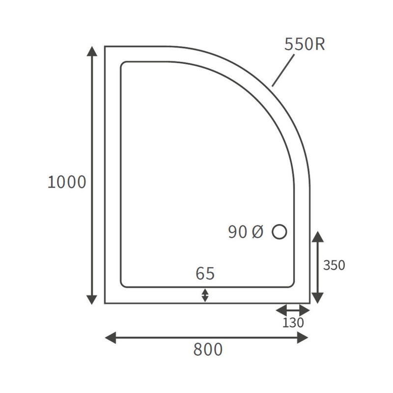 Signature Deluxe Offset Quadrant Shower Tray 1000mm x 800mm Right Handed (inc Waste)
