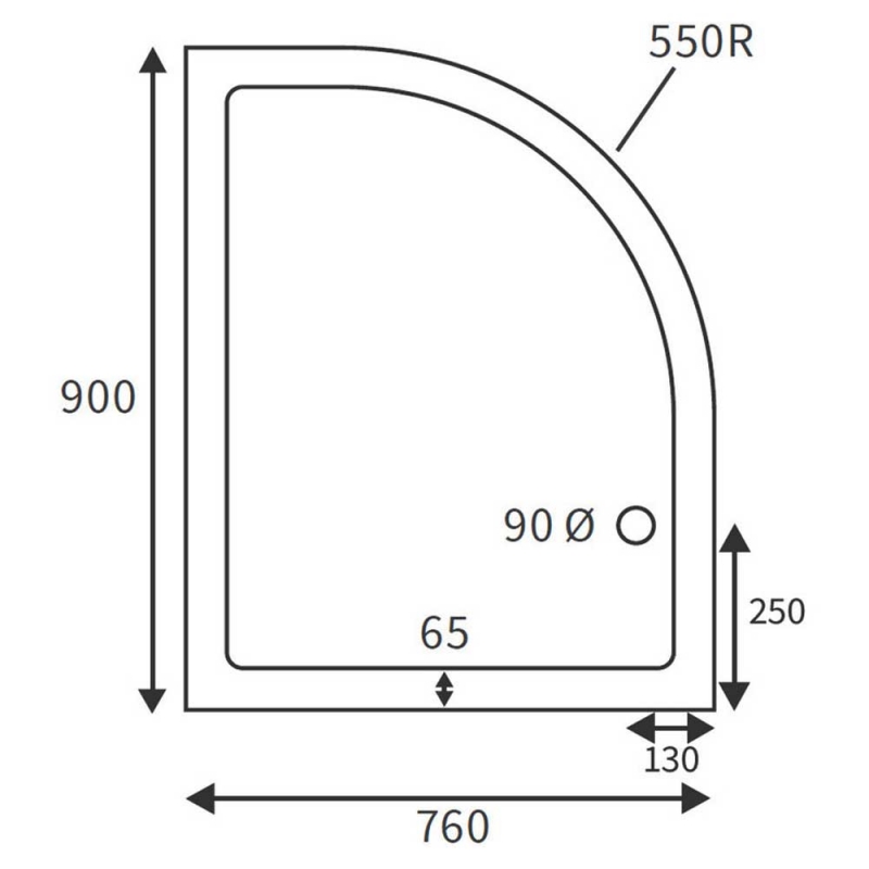 Signature Deluxe Offset Quadrant Shower Tray 900mm x 760mm Right Handed (inc Waste)