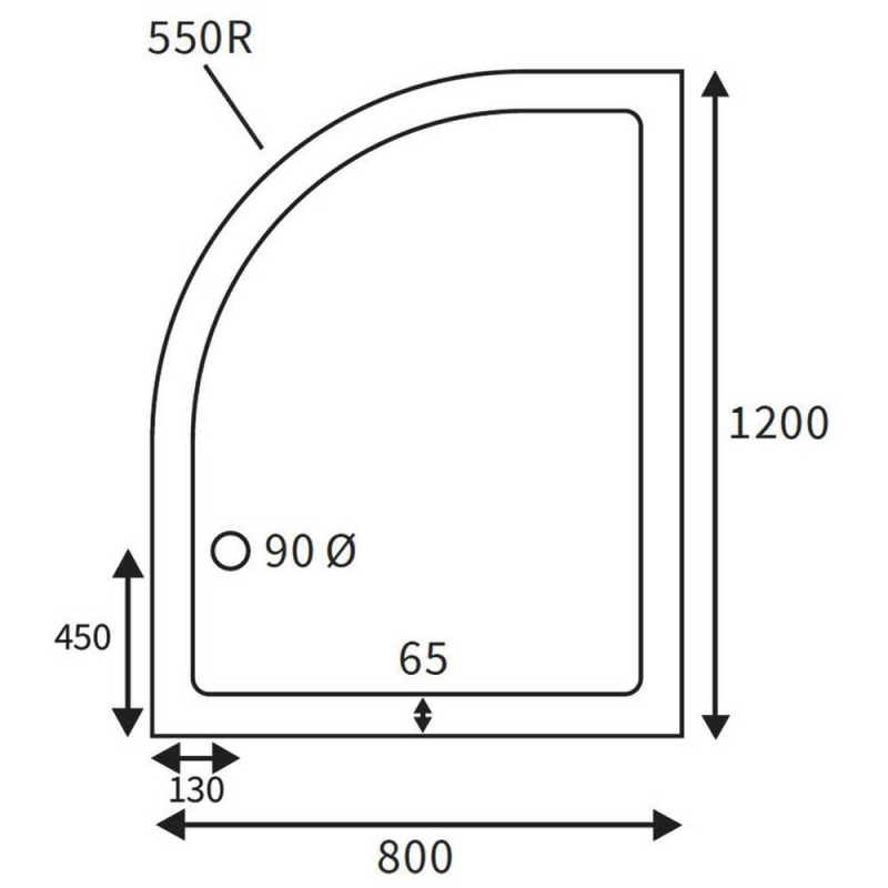 Signature Deluxe Offset Quadrant Shower Tray 1200mm x 800mm Left Handed (inc Waste)