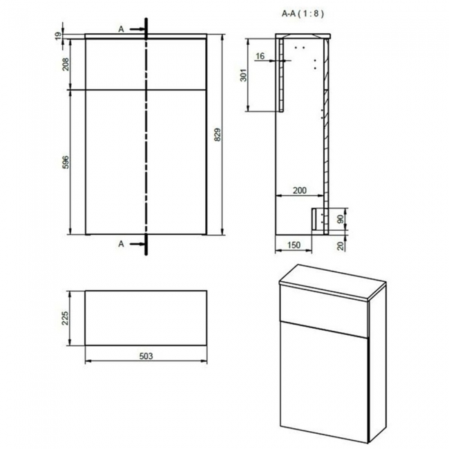 Signature Diversity Back to Wall WC Toilet Unit 500mm Wide - Matt Cotton/Oak Effect